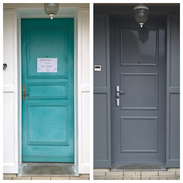 Installation porte blindée avec moulures