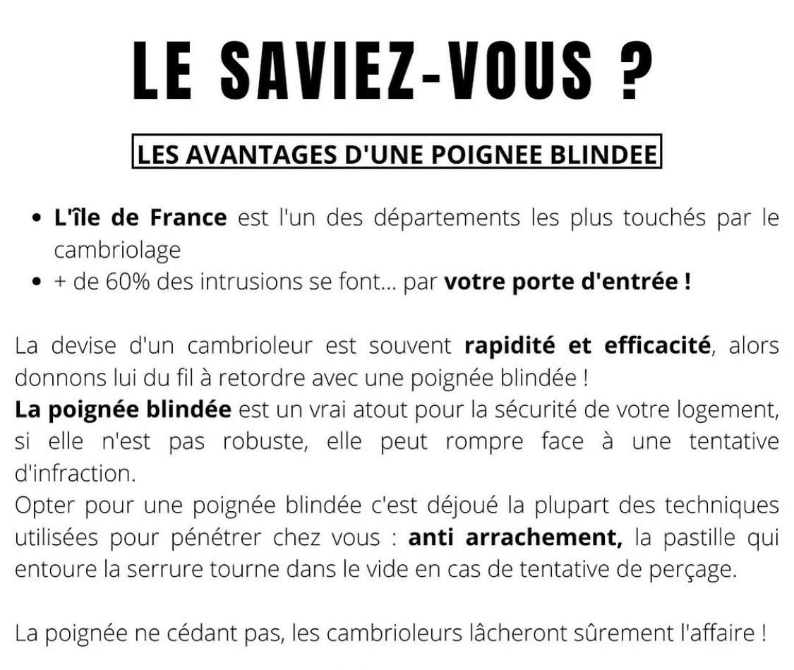 Infographie : les avantages d'une poignée blindée contre les cambriolages