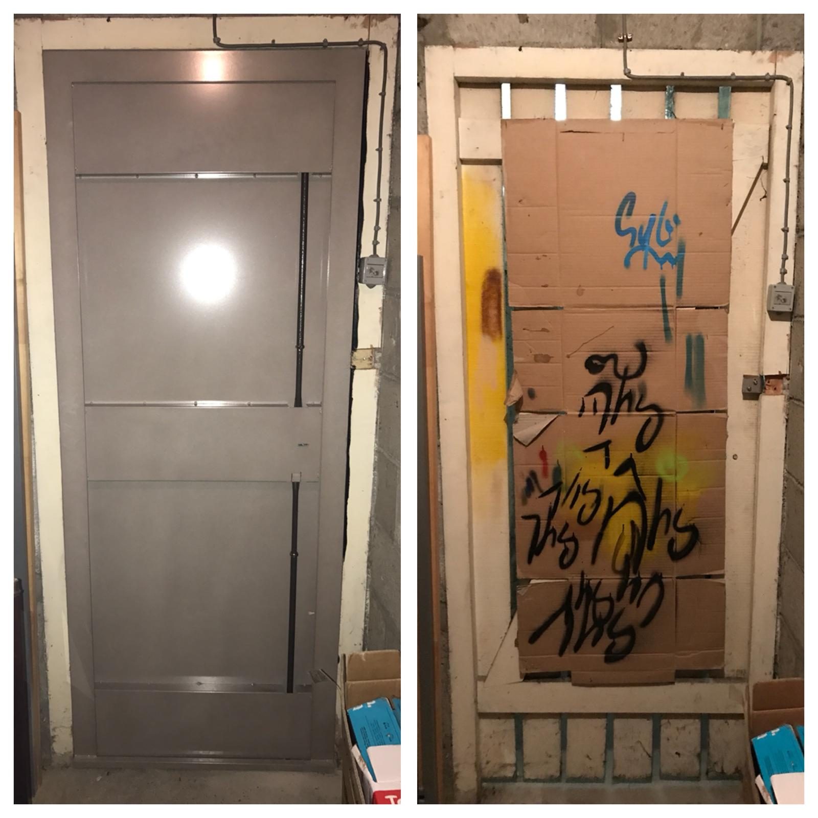 Pose d’un bloc-porte de cave métallique anti-effraction à Ozoir-la-Ferrière — Serrurerie SESA