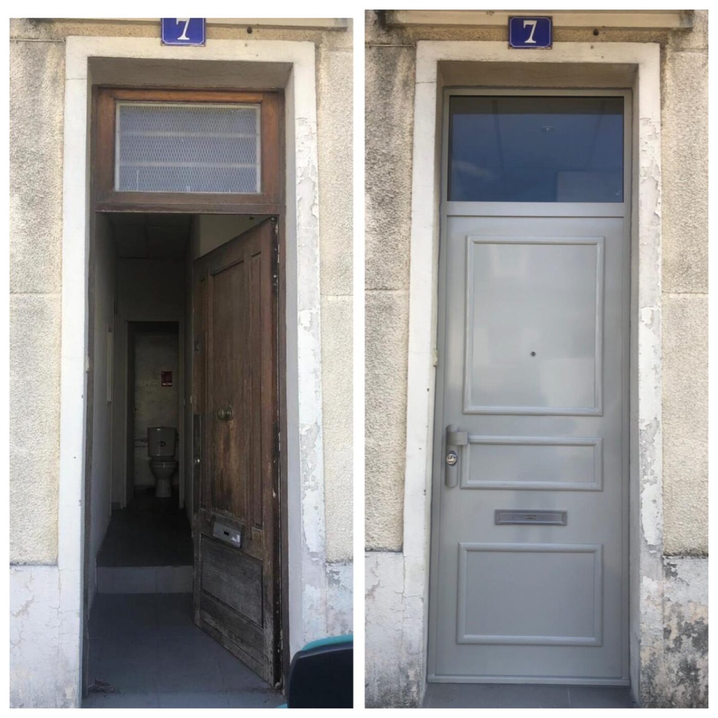 Remplacement d'une porte d'entrée par une porte blindée avec imposte vitrée à Ozoir-la-Ferrière — Serrurerie SESA